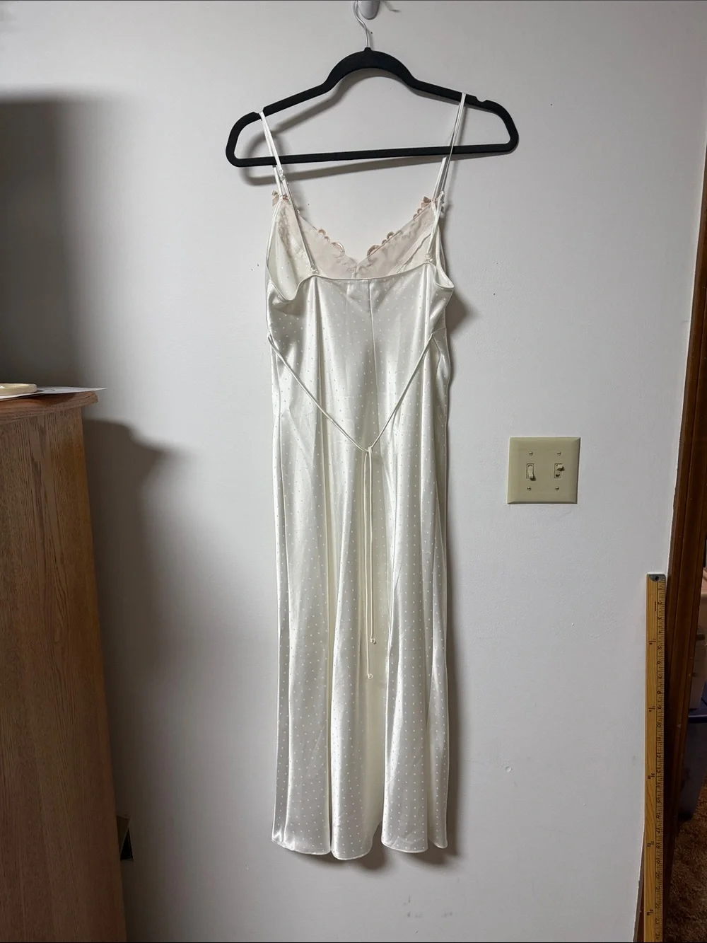 Linea Donatella Ivory Satin Slip with Beige Lace Trim
